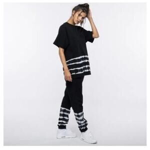 TALENTLESS Heavy Weight Cotton Unisex Jogger Sweatpants Tie Dye Bottom Border M